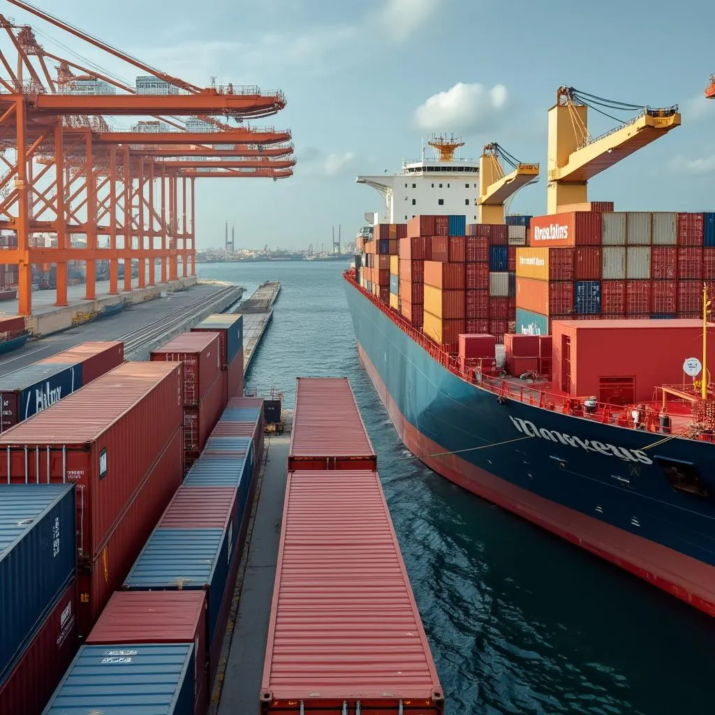 Contenedores de exportación en puerto argentino